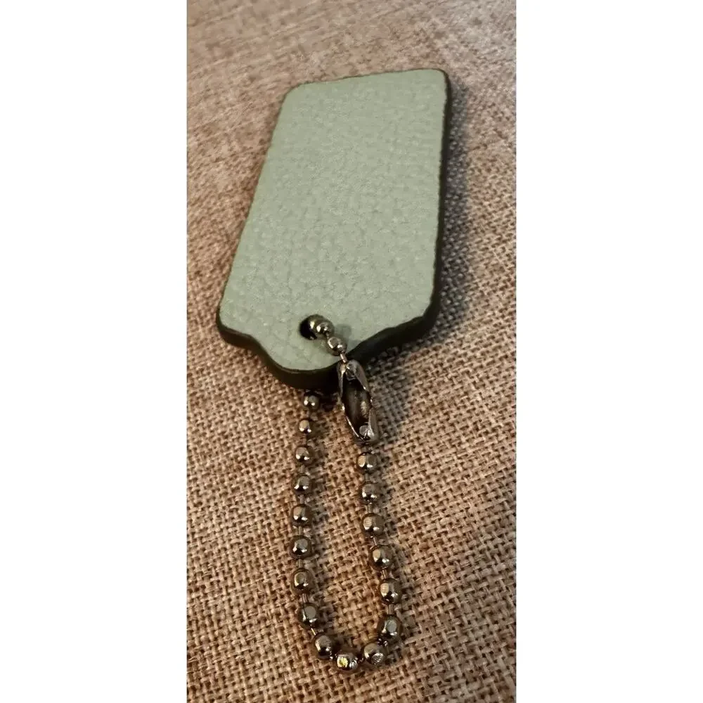 COACH HANG TAG Bag Charm Keychain Fob New York Mint Pebbled Leather Brass 2.25